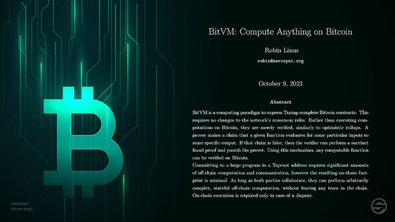 A look back at Robin Linus’ BitVM proposal